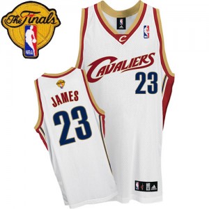 Maillot NBA Blanc LeBron James #23 Cleveland Cavaliers 2015 The Finals Patch Authentic Homme Adidas