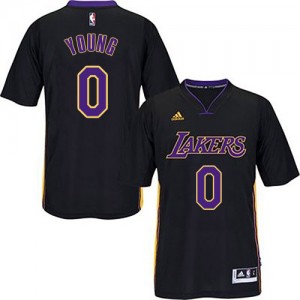 Maillot NBA Authentic Nick Young #0 Los Angeles Lakers Noir (Violet No.) - Homme