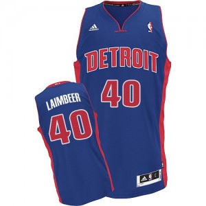 Maillot Adidas Bleu royal Road Swingman Detroit Pistons - Bill Laimbeer #40 - Homme