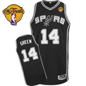 Maillot Authentic San Antonio Spurs NBA Road Finals Patch Noir - #14 Danny Green - Homme