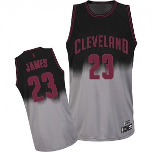 Maillot Adidas Gris noir Fadeaway Fashion Authentic Cleveland Cavaliers - LeBron James #23 - Homme