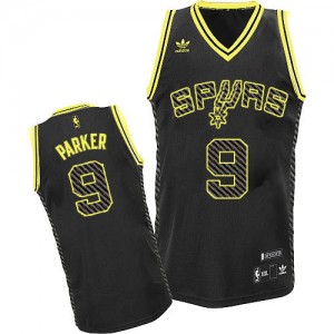 Maillot NBA Noir Tony Parker #9 San Antonio Spurs Electricity Fashion Swingman Homme Adidas