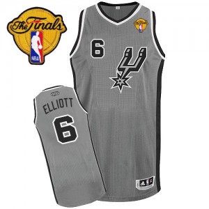 San Antonio Spurs #6 Adidas Alternate Finals Patch Gris argenté Authentic Maillot d'équipe de NBA en soldes - Sean Elliott pour Homme