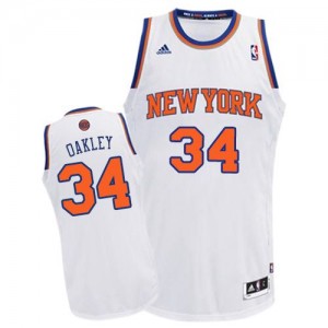 Maillot NBA Blanc Charles Oakley #34 New York Knicks Home Swingman Homme Adidas
