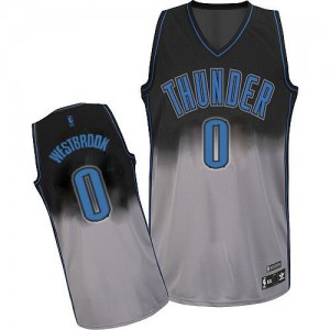 Maillot Adidas Gris noir Fadeaway Fashion Authentic Oklahoma City Thunder - Russell Westbrook #0 - Homme