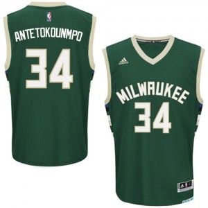 Maillot NBA Milwaukee Bucks #34 Giannis Antetokounmpo Vert Adidas Swingman Road - Homme