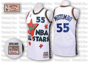Denver Nuggets #55 Adidas Throwback 1995 All Star Blanc Authentic Maillot d'équipe de NBA à vendre - Dikembe Mutombo pour Homme