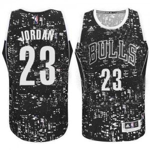 Chicago Bulls Michael Jordan #23 City Light Authentic Maillot d'équipe de NBA - Noir pour Homme