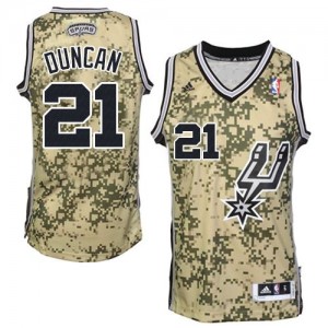 Maillot NBA San Antonio Spurs #21 Tim Duncan Camo Adidas Swingman - Homme