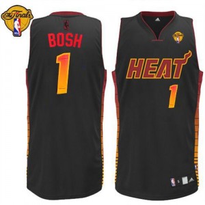 Maillot NBA Noir Chris Bosh #1 Miami Heat Vibe Finals Patch Authentic Homme Adidas