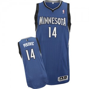 Maillot NBA Slate Blue Nikola Pekovic #14 Minnesota Timberwolves Road Authentic Homme Adidas