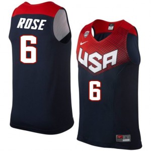 Team USA Nike Derrick Rose #6 2014 Dream Team Authentic Maillot d'équipe de NBA - Bleu marin pour Homme