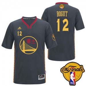 Maillot NBA Noir Andrew Bogut #12 Golden State Warriors Slate Chinese New Year 2015 The Finals Patch Authentic Homme Adidas