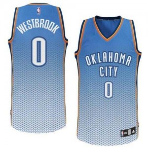 Maillot NBA Oklahoma City Thunder #0 Russell Westbrook Bleu Adidas Authentic Resonate Fashion - Homme