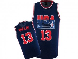 Team USA #13 Nike 2012 Olympic Retro Bleu marin Authentic Maillot d'équipe de NBA prix d'usine en ligne - Chris Mullin pour Homme