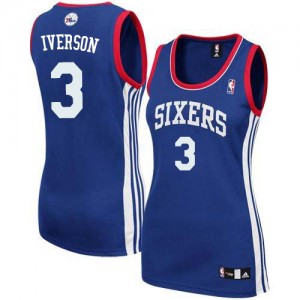 Maillot NBA Bleu royal Allen Iverson #3 Philadelphia 76ers Alternate Swingman Femme Adidas