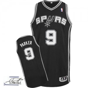 Maillot NBA Authentic Tony Parker #9 San Antonio Spurs Road Autographed Noir - Homme