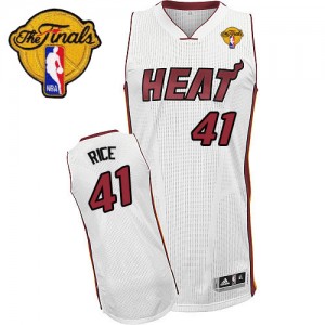 Maillot Authentic Miami Heat NBA Home Finals Patch Blanc - #41 Glen Rice - Homme