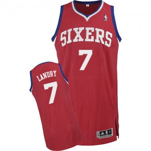 Maillot Adidas Rouge Road Authentic Philadelphia 76ers - Carl Landry #7 - Homme