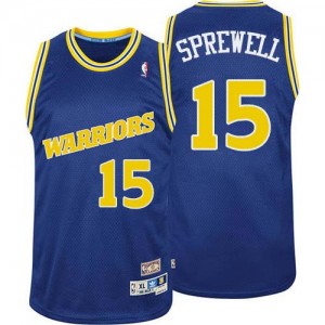 Maillot NBA Authentic Latrell Sprewell #15 Golden State Warriors Throwback Bleu - Homme