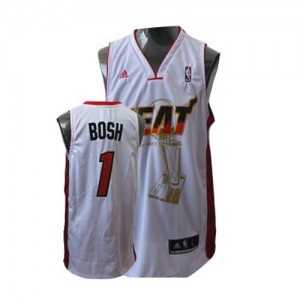 Maillot NBA Miami Heat #1 Chris Bosh Blanc Adidas Swingman Championship - Homme