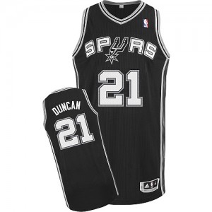 San Antonio Spurs Tim Duncan #21 Road Authentic Maillot d'équipe de NBA - Noir pour Homme