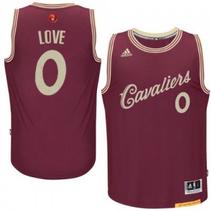 Maillot NBA Cleveland Cavaliers #0 Kevin Love Rouge Adidas Authentic 2015-16 Christmas Day - Homme