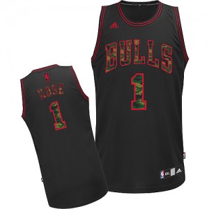 Chicago Bulls #1 Adidas Fashion Camo noir Swingman Maillot d'équipe de NBA Magasin d'usine - Derrick Rose pour Homme