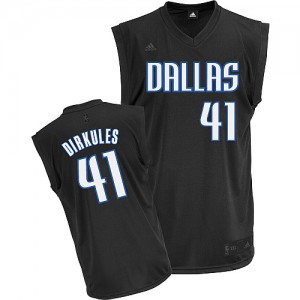 Maillot NBA Dallas Mavericks #41 Dirk Nowitzki Noir Adidas Swingman Dirkules Fashion - Homme