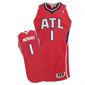 Maillot NBA Atlanta Hawks #1 Tracy Mcgrady Rouge Adidas Authentic Alternate - Homme