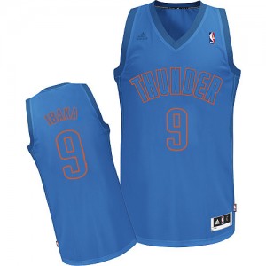 Maillot NBA Authentic Serge Ibaka #9 Oklahoma City Thunder Big Color Fashion Bleu - Homme