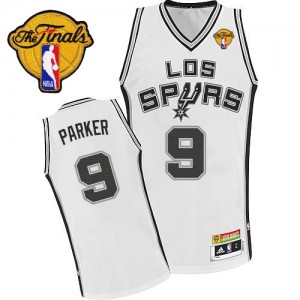 Maillot NBA San Antonio Spurs #9 Tony Parker Blanc Adidas Authentic Latin Nights Finals Patch - Homme