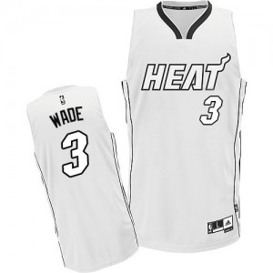 Maillot Adidas Blanc Authentic Miami Heat - Dwyane Wade #3 - Homme