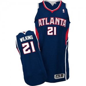 Maillot Adidas Bleu marin Road Authentic Atlanta Hawks - Dominique Wilkins #21 - Homme