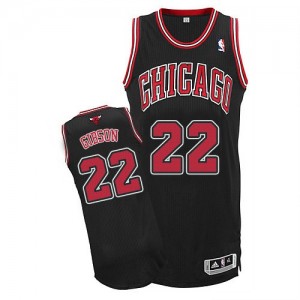 Chicago Bulls #22 Adidas Alternate Noir Authentic Maillot d'équipe de NBA sortie magasin - Taj Gibson pour Homme