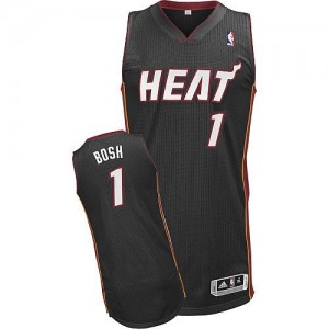 Maillot Adidas Noir Road Authentic Miami Heat - Chris Bosh #1 - Homme