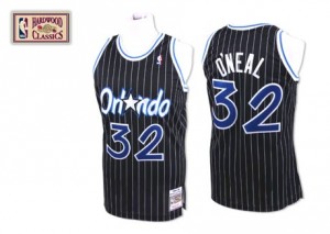 Orlando Magic #32 Mitchell and Ness Throwback Noir Authentic Maillot d'équipe de NBA magasin d'usine - Shaquille O'Neal pour Homme