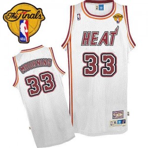 Miami Heat #33 Adidas Throwback Finals Patch Blanc Authentic Maillot d'équipe de NBA magasin d'usine - Alonzo Mourning pour Homme