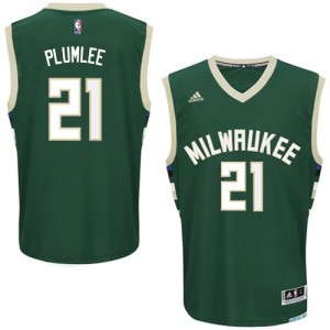 Milwaukee Bucks #21 Adidas Road Vert Swingman Maillot d'équipe de NBA Peu co?teux - Miles Plumlee pour Homme