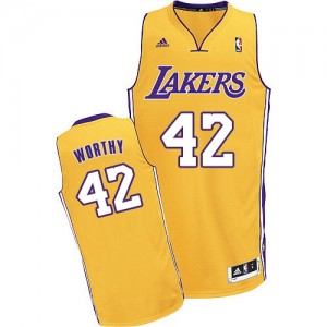 Maillot NBA Los Angeles Lakers #42 James Worthy Or Adidas Swingman Home - Homme
