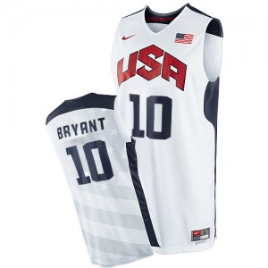 Maillot NBA Team USA #10 Kobe Bryant Blanc Nike Authentic 2012 Olympics - Homme