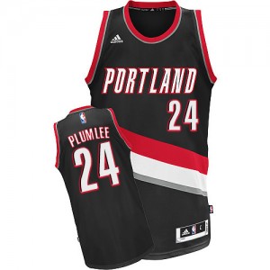 Maillot NBA Portland Trail Blazers #24 Mason Plumlee Noir Adidas Swingman Road - Homme