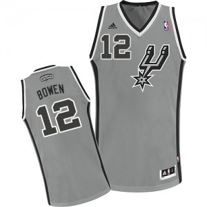 San Antonio Spurs #12 Adidas Alternate Gris argenté Swingman Maillot d'équipe de NBA en ligne - Bruce Bowen pour Homme