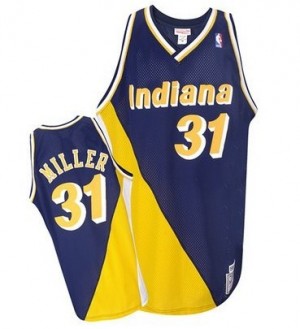 Maillot Mitchell and Ness Marine / Or Throwback Authentic Indiana Pacers - Reggie Miller #31 - Homme