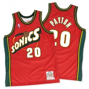 Maillot NBA Rouge Gary Payton #20 Oklahoma City Thunder Throwback SuperSonics Authentic Homme Mitchell and Ness