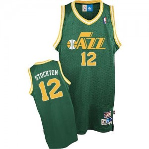 Maillot NBA Utah Jazz #12 John Stockton Vert Adidas Authentic Throwback - Homme