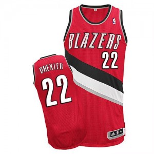 Maillot NBA Portland Trail Blazers #22 Clyde Drexler Rouge Adidas Authentic Alternate - Homme