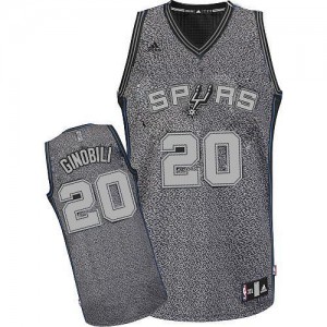 San Antonio Spurs #20 Adidas Static Fashion Gris Swingman Maillot d'équipe de NBA achats en ligne - Manu Ginobili pour Homme