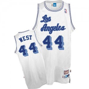 Maillot NBA Blanc Jerry West #44 Los Angeles Lakers Throwback Authentic Homme Mitchell and Ness