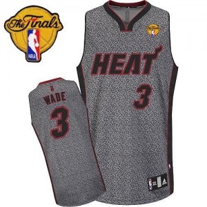 Maillot NBA Gris Dwyane Wade #3 Miami Heat Static Fashion Finals Patch Authentic Homme Adidas